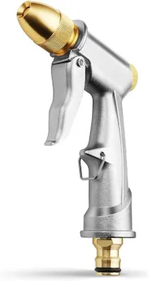 Produktbild von Kopfereigneter Wasserstrahler, schwerer Metallkopf, Gartenhosekopf, Hochdruckstrahler, Wasserhosestrahler für Pflanzenwasserung, Reinigung, Autowaschen und Hundebaden (Kupfer)