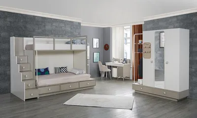 Immagine prodotto di Cameretta per bambini mobili in legno letto a castello letto a soppalco tavolo 3 pezzi