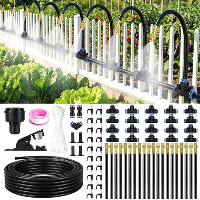 Image de Système d'arrosage pour jardin, kit de 20 mètres, 20 buses de pulvérisation, réglables à 360°, pour jardin
