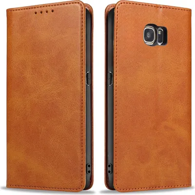 Produktbild von Handyhülle für Samsung Galaxy S7 Edge Kunstleder Flip Cover Hülle Handytasche Case Kartenfach Farbe: Hellbraun