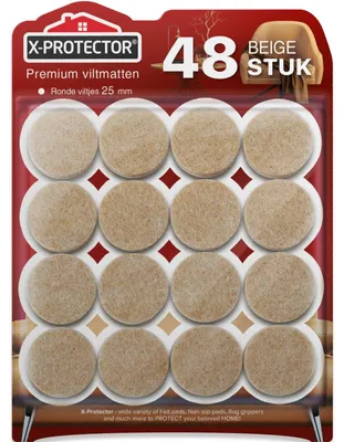 Zdjęcie produktu dla Filcowe podkładki samoprzylepne - Okrągłe - 25 mm - Beżowe - Zestaw 48 szt.