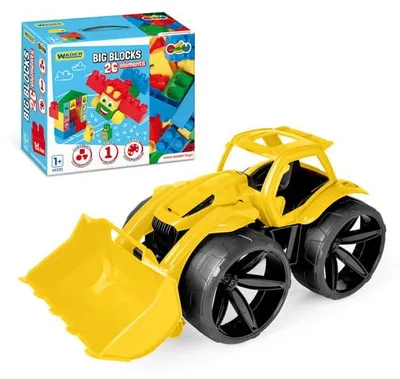 Zdjęcie produktu dla Maximus spychacz żółty + Big Blocks klocki 26 el.