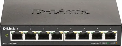 Zdjęcie produktu dla D-Link DGS-1100-08V2, Zarządzany, L2, Gigabit Ethernet (10/100/1000), Pełny dupleks