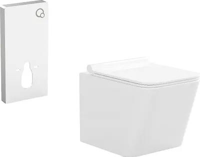 Produktbild von Hänge-WC mit dekorativem Stützgestell - Weiß - CLEMONA