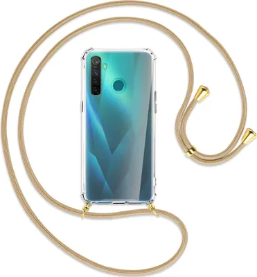 Produktbild von Handykette Backcover-Schutzhülle mit Band (Metall goldfarben) für Realme 5 Pro - caramel