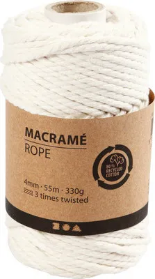Immagine prodotto di Filato macramè bianco 4 mm 55 m 330 g a tre fili