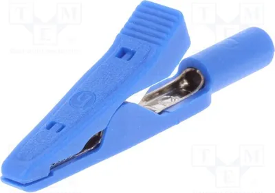 Obrázek produktu pro 1x Modrá krokodílice, maximální průměr uchycení: 4 mm, MA1BL. Krokodílice, 2 mm, 15 A, 60 V DC