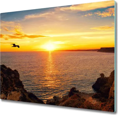 Produktbild von Glas Herdabdeckplatte 60x52 cm Spritzschutz Glasabdeckplatte Schneidebrett Sonnenuntergang Meer