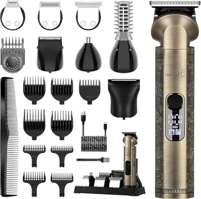 Produktbild von Barttrimmer-Set – Pflegeset – Professionelles Trimmen – Nullabstand-T-Klinge – 8-in-1 – Schwarz