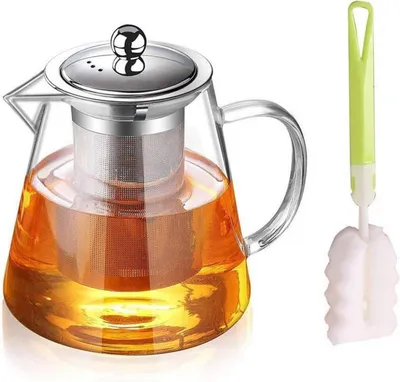 Image de Théière en verre borosilicaté 750ML avec filtre en acier inoxydable, lavable au lave-vaisselle