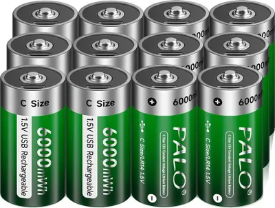 Image de 1,5V batterie au lithium-ion de taille C, fonction de charge USB, plus de 3500mAh de capacité, 12 pièces