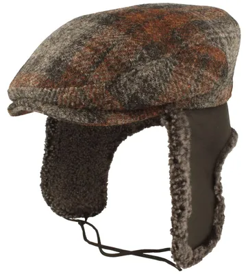 Produktbild von Bullani Harris Tweed Schirmmütze mit Lammfell Ohrenschutz, schwarz, Gr. 56