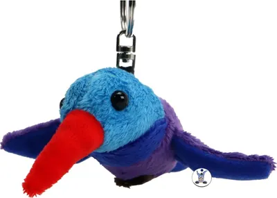 Produktbild von Kolibri Schlüsselanhänger Kuscheltier Vogel Plüsch Anhänger blau lila LALITA
