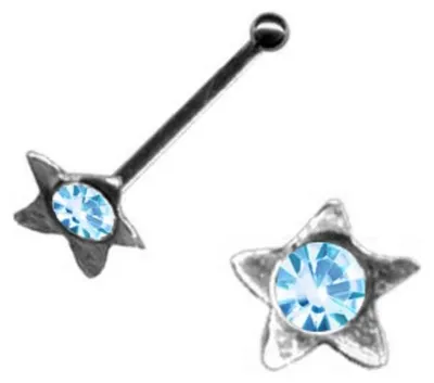 Produktbild von Nasenstecker Stern: Nasenpiercing Silber 925 Hellblau
