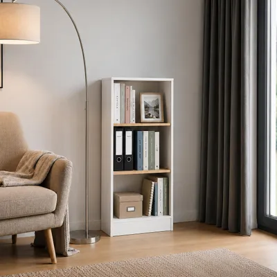 Produktbild von VCM Bücherregal für Aktenordner, Büroregal mit 3 Fächern, H. 114 x B. 52 x 30 cm, Standregal für Büro und Homeoffice - Dilos