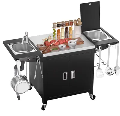 Produktbild von Mobiler Grillwagen mit Ablage und Kühlfach