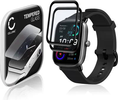 Immagine prodotto di 2x Vetrino protettivo 9H CELLONIC compatibile con Amazfit GTS 2 mini (3D Full Cover per smartwatch braccialetto fitness 0,33mm Full Glue) colore nero protezione display screen protector