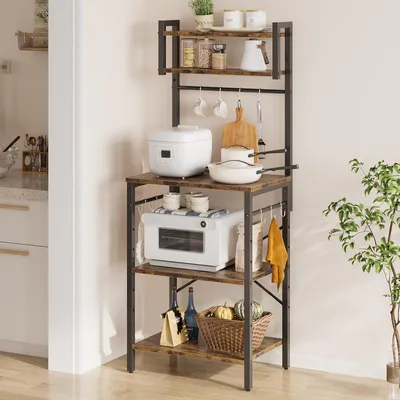 Obrázok produktu pre Stojací regál do kuchyne, rozmer 60 cm x 42 cm x 148 cm, s 8 háčikmi