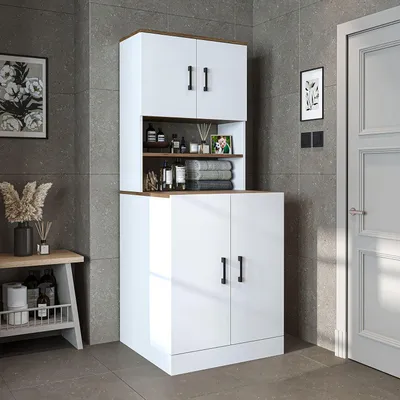 Produktbild von Skye Decor, Hochwertiger Waschmaschinen-Schrank, 70 cm, Atlantik-Kiefer & Weiß