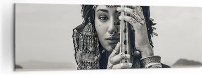 Produktbild von Bild auf Leinwand - Leinwandbild - Einteilig - Frau ethnisch Schmuck - 160x50cm - Wand Bild - Wanddeko - Wandbilder - Leinwanddruck - Bilder - Wanddekoration - Leinwand bilder - AB160x50-5027