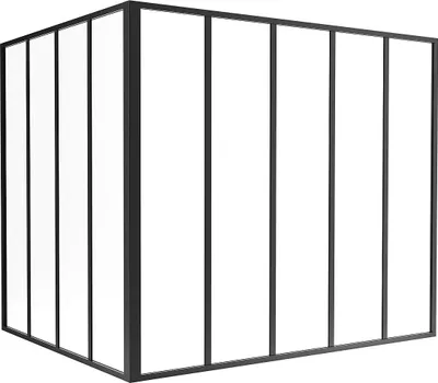Produktbild von Glasierte pulverbeschichtete Aluminium-Eckwand - B 150 x B 120 x H 130 - Schwarz - BAYVIEW