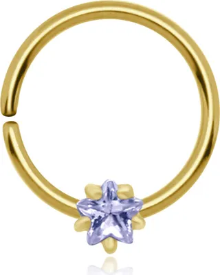Produktbild von Ohrring Tragus Ohrpiercing 925 Sterling Silber vergoldet mit Zirkonia-Stern in verschiedenen Farben Material - Silber vergoldet Farbe - Lila