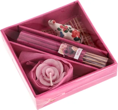 Produktbild von Räucher Geschenkset mit Räucherstäbchenhaltern - Rose, 2*10*10 cm, Räucherstäbchen & Sets aus Thailand