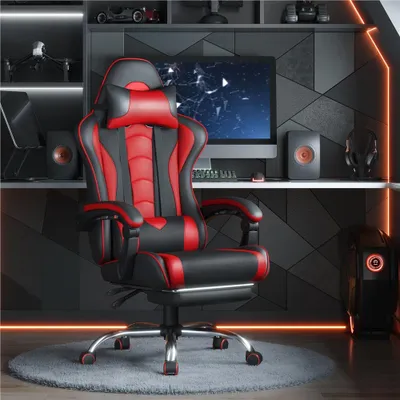 A gaming chair in a gaming setup.