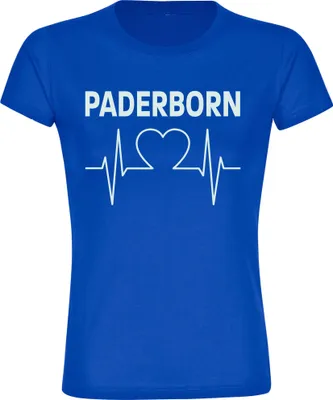 Produktbild von multifanshop Damen T-Shirt - Paderborn - Herzschlag, blau, Größe XXL