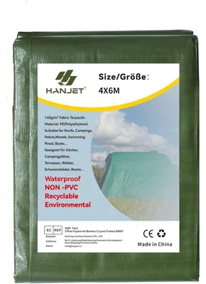 Produktbild von Schutzplane 140g/m² Grün 4x6m Wasserdicht Mehrzweck für Camping Outdoor