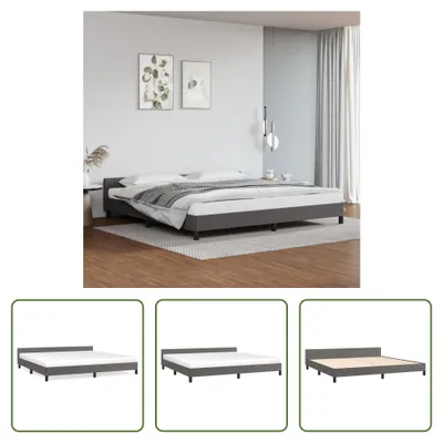 Produktbild von The Living Store Bettgestell mit Kopfteil Grau 200x200 cm Kunstleder