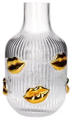Produktbild von Gift Company Vase LŽAmour Lippen Transpartent Gold (25cm)