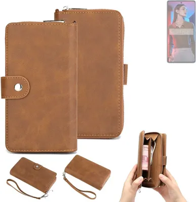 Produktbild von K-S-Trade Handyhülle Schutzhülle kompatibel mit Tecno Camon 20 Pro & Portemonnee Tasche Handytasche Case Etui Geldbörse Wallet braun (1x)