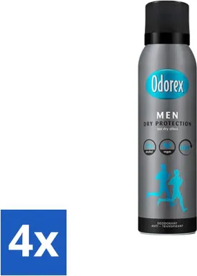 Obrázek produktu pro Odorex Men - Deodorant ve spreji - Suchá ochrana - Dlouhotrvající svěžest - 150 ml - Cenově výhodné balení - 4 kusy