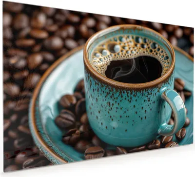 Produktbild von Küchenrückwand Spritzschutz Glas mit Motiv Kaffee mit Tasse 40 x 40 cm