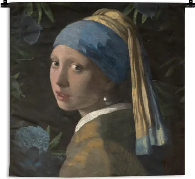 Produktbild von MuchoWow® Wandteppich Wandbehang Das Mädchen mit dem Perlenohrring - Vermeer - Kunst 150x150 cm Tapisserie Dekoration Wandtuch - Wohnaccessoires - Modernes