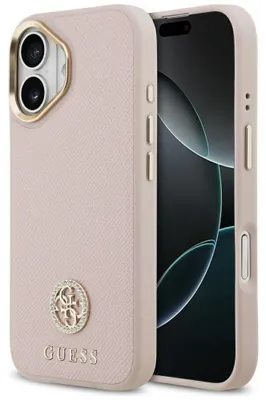 Produktbild von GUESS Tasche für IPHONE 17 kompatibel mit MagSafe GUHMP17SPGCRMDEP (PU W/ Grained Strass Logo) rosa