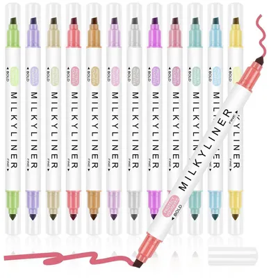 Produktbild von Textmarker Pastell 12 Farben Doppelspitze für Notizen & Studium