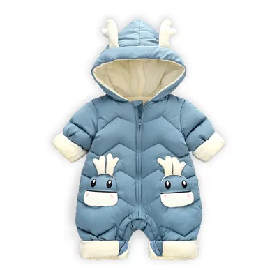 Obrázok produktu pre Detský overal s kapucňou Zimné outfity Chlapci Dievčenské overal s dlhým rukávom (modrý, 80 cm)