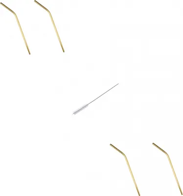Image de Ensemble de 4 pièces Excellent Houseware comprenant une paille et une brosse de nettoyage, en acier inoxydable, 25 cm, couleur or.