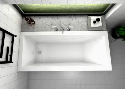 Produktbild von ECOLAM Badewanne 150x70 cm Wanne Rechteck Design Acryl weiß + Ablaufgarnitur Ab- und Überlauf Automatik Füße Silikon
