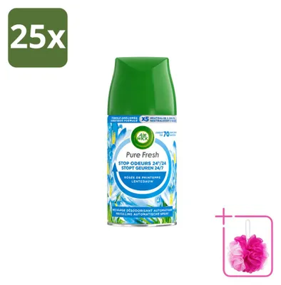 Image de 25 recharges Air Wick Freshmatic Pure "Rosée du printemps", 250 ml - Pack économique - 25 pièces