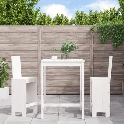 Produktbild von Cloris Designermöbel 3-tlg. Gartenbar-Set Weiß Massivholz Kiefer 2024 Neu