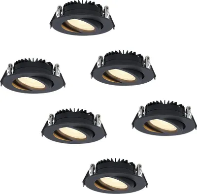Produktbild von hoftronic LED Einbaustrahler 6W 430lm 2700K IP44 Schwarz schwenkbar dimmbar