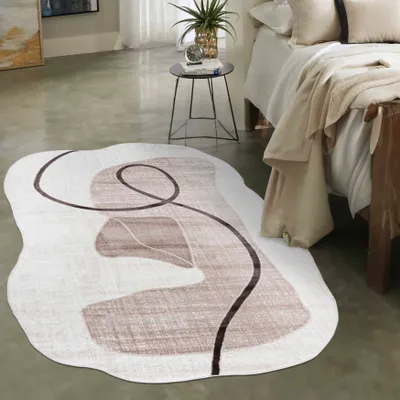 Produktbild von Mazovia Teppich Beige Abstrakt - Wohnzimmer, Schlafzimmer, Esszimmer, Büro, Kurzflor Unregelmäßig - ® Zertifikat, Braun - 200 x 300 cm