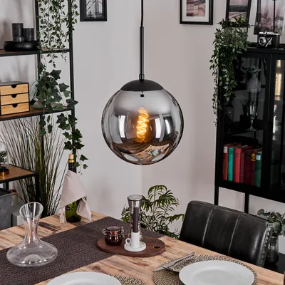 Produktbild von Fossobiubo Hängelampe aus Metall/Glas in Schwarz/Rauchfarben