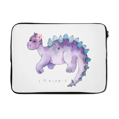 Produktbild von MuchoWow® Laptop Hülle 13 Zoll Dinosaurier - Lila - Kinderzimmer - Mädchen - Kinder - Rosa - Kind Laptoptasche - Laptophülle - Sleeve - Rundumschutz