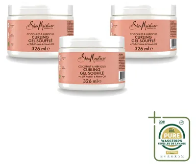 Productafbeelding van 3 x Shea Moisture Kokos & Hibiscus Krulgel Soufflé - 326 ml - Voordeelverpakking - 3 stuks