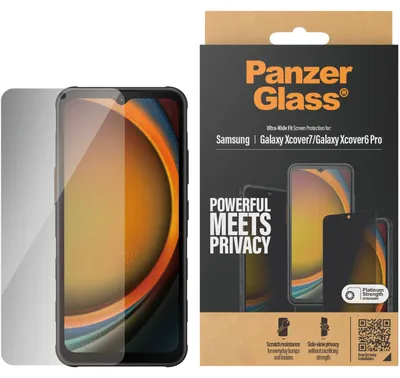 Productafbeelding van PanzerGlass Privacy Ultra-Wide Fit Anti-Bacterial Screenprotector incl. applicator voor de Samsung Galaxy Xcover 7 / 6 Pro