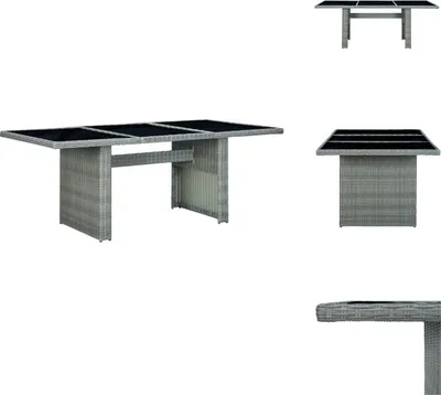 Immagine prodotto di vidaXL Tavolo da giardino grigio chiaro in poly rattan e vetro temperato - Tavoli da giardino